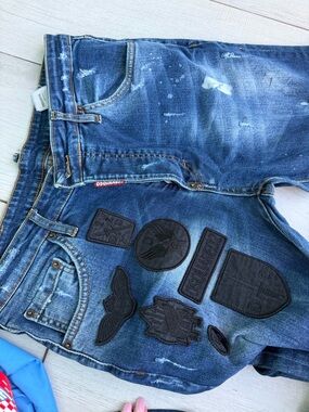 DSQUARED2 Blue Denim Jeans with Black Patchwork Size M